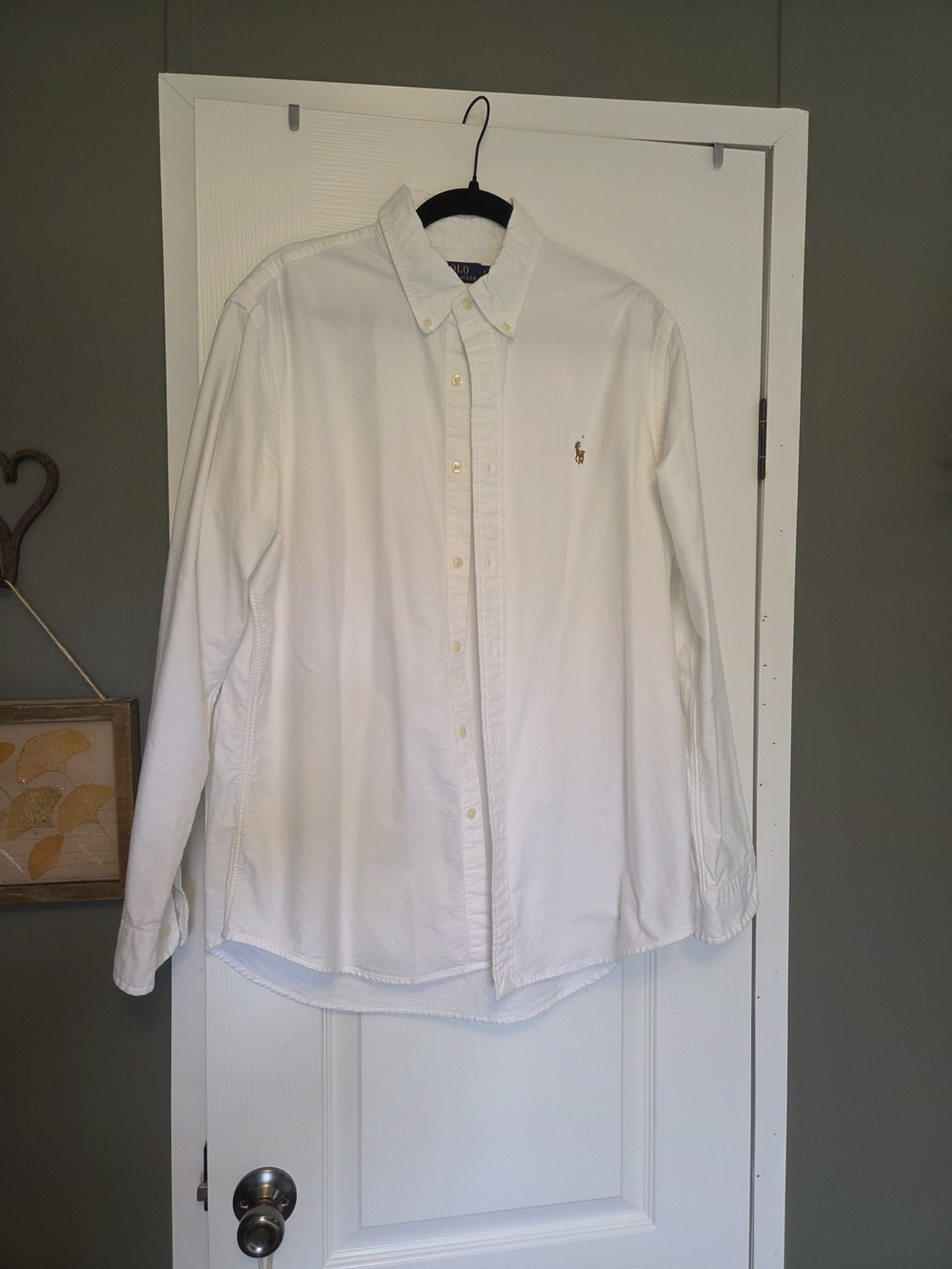 Ralph Lauren White Long-Sleeve Button-Down Shirt with Pony Logo